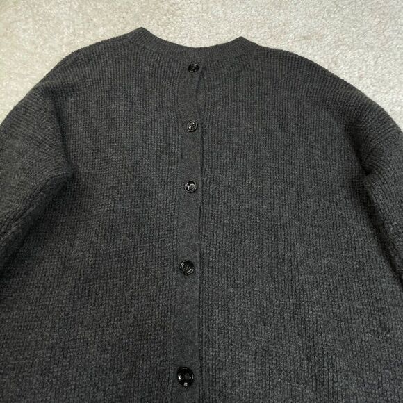 Point Sur Button Back Wool Alpaca Sweater Waffled Supersoft Yarn  Gray - Picture 8 of 10